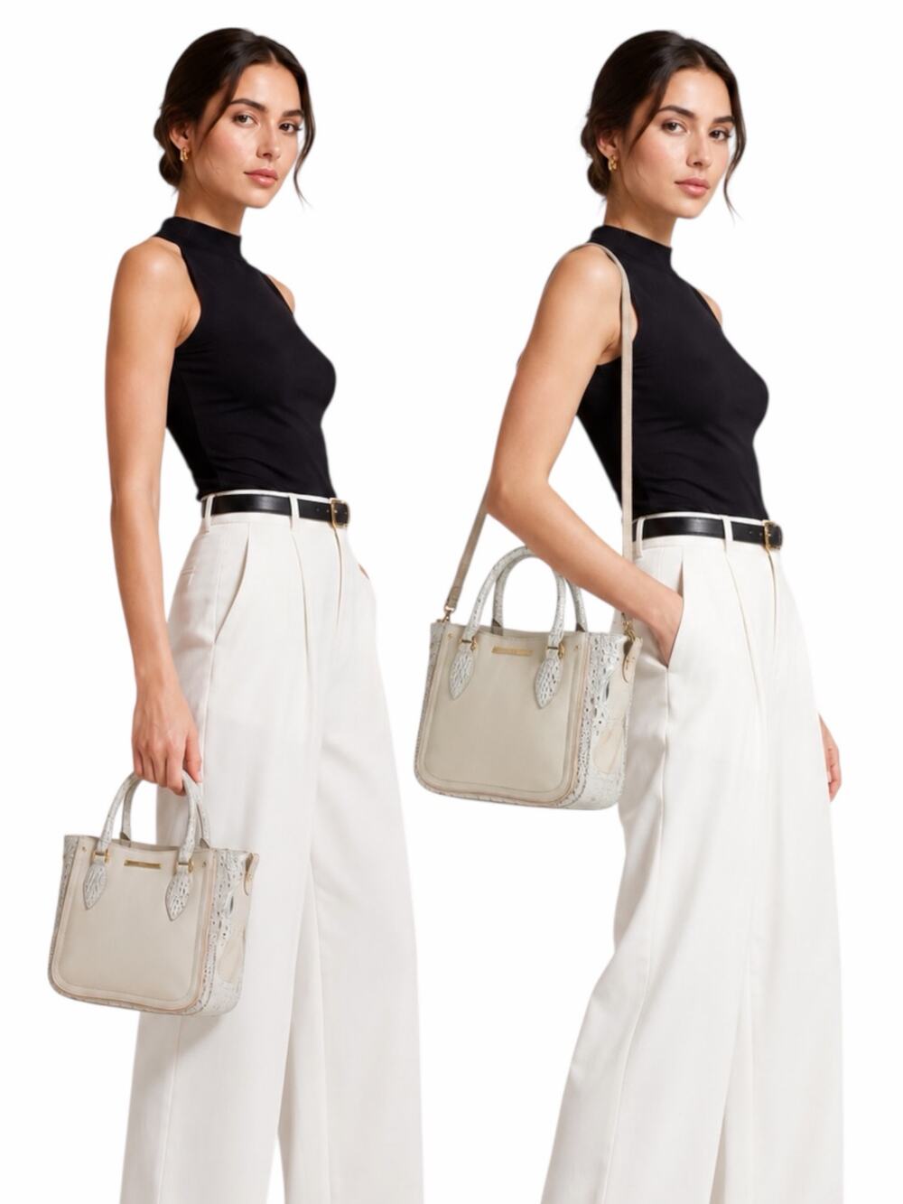 Brahmin Small Lena Satchel Bag Toasted Macaroon Macaroon Marais Leather